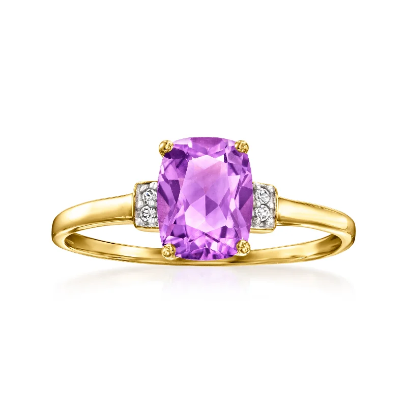 women princess cut solitaire engagement rings -Canaria Amethyst Ring With White Topaz Accents in 10kt Yellow Gold