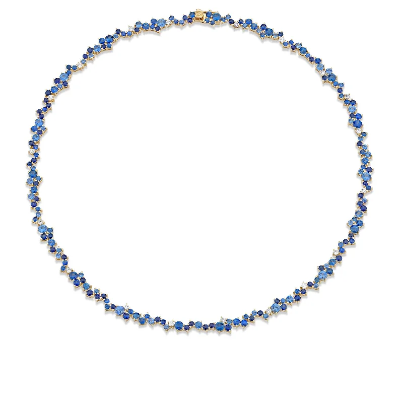 women unique necklaces -Gold & Sapphire Cocktail Eternity Necklace