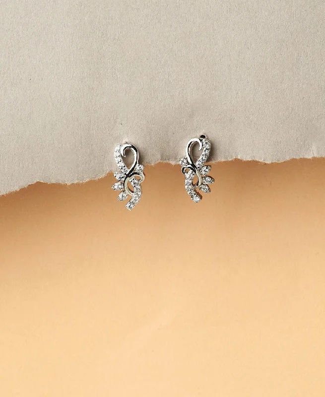 women pearl earrings -Pretty Silver Stud Earring