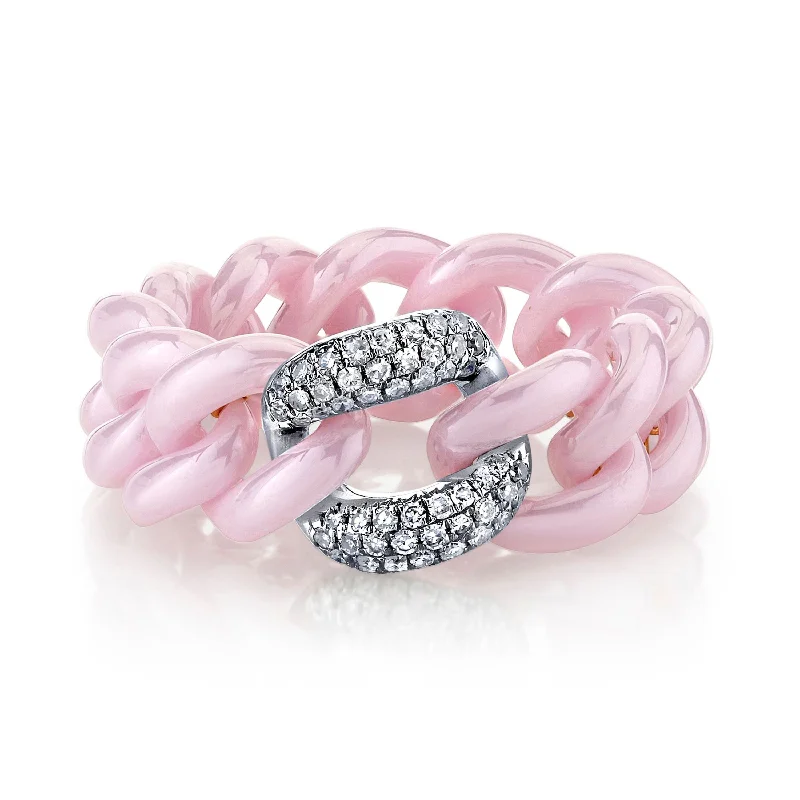 Pink Ceramic/White Gold/Dia