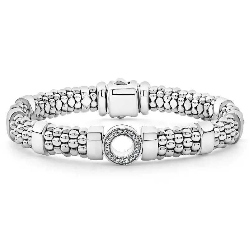 women oval bracelets -Caviar Spark Single Station Diamond Circle Caviar Bracelet | 9mm