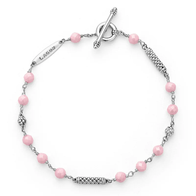 women colorful bracelets -Caviar Icon Pink Ceramic Beaded Bracelet