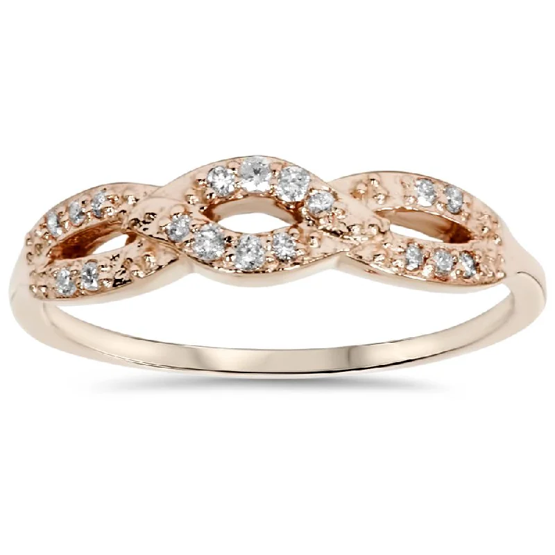 women engagement rings with side stones -1/5ct Diamond Infinity Ring 14k Rose Gold