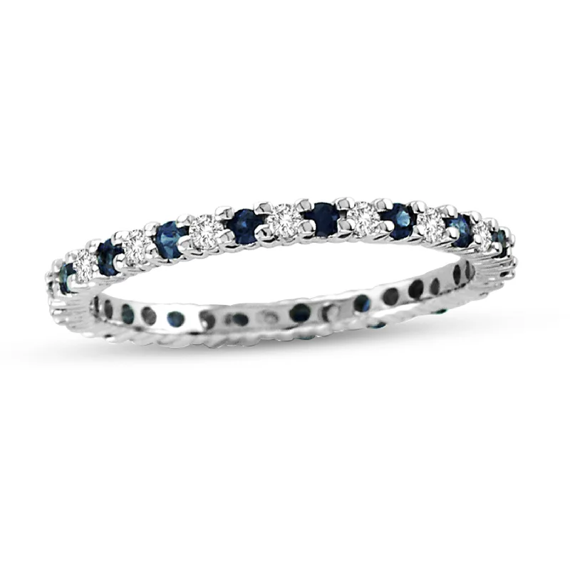 women engagement rings with emeralds -0.55cttw Sapphire and Diamond Eternity Ring in 14k Gold