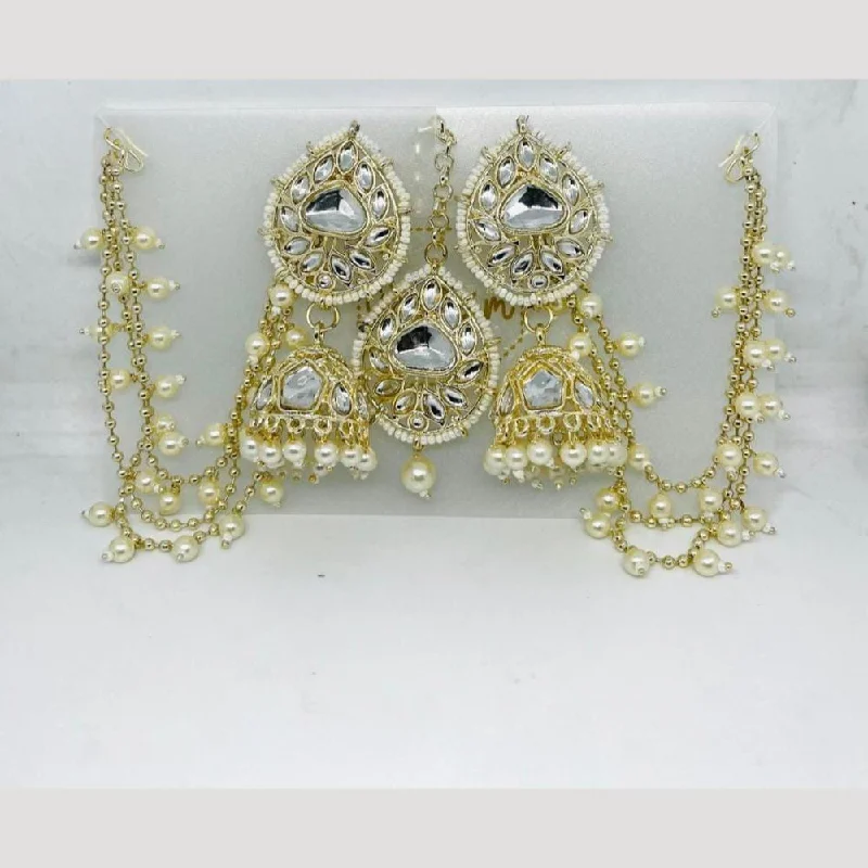 women bold earrings -Manisha Jewellery Gold Plated Kundan Stone And Pearls Jhumki Earrings