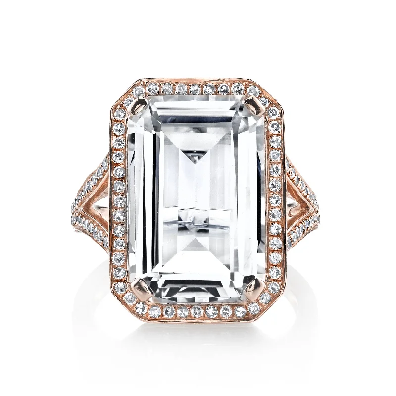 women gold engagement rings -WHITE TOPAZ PORTRAIT RING