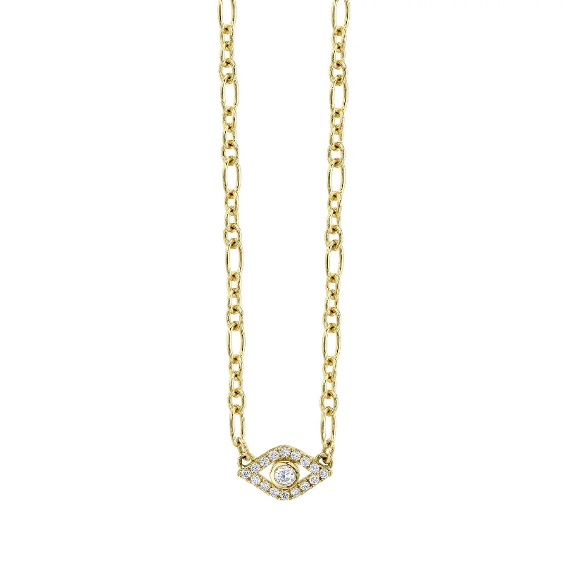 women choker necklaces -Gold & Diamond Extra Large Bezel Eye Necklace