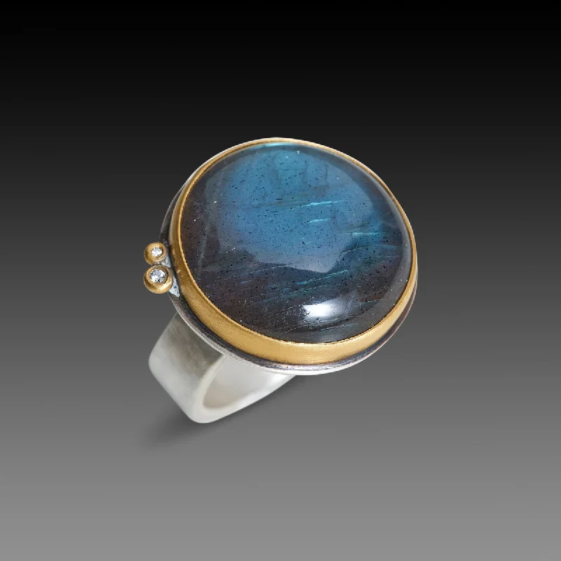 women antique rings -Smooth Round Labradorite Ring