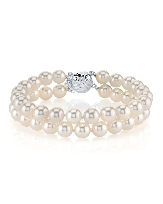 women adjustable charm bracelets -Japanese Akoya Double Pearl Bracelet - Various Sizes