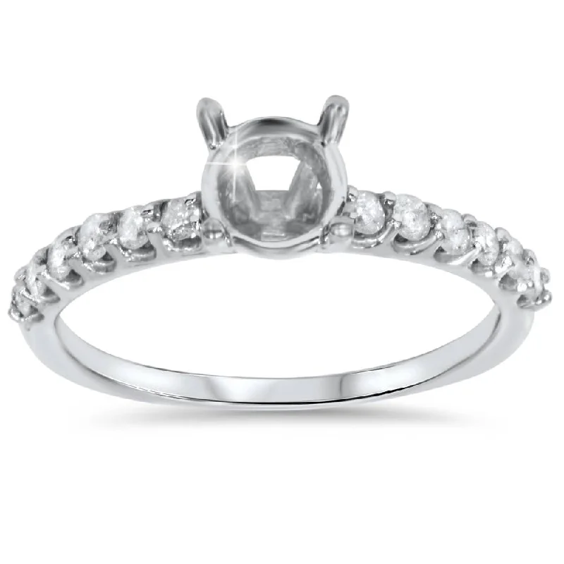 women elegant engagement rings -1/3ct Half Eternity Diamond Ring 14K White Gold