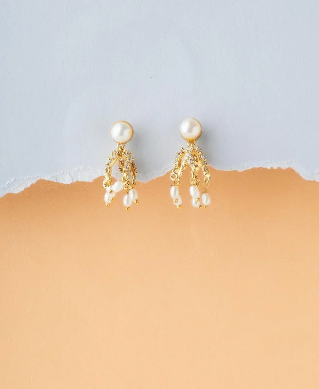 women chic hoop earrings -Pretty Real Pearl Earring