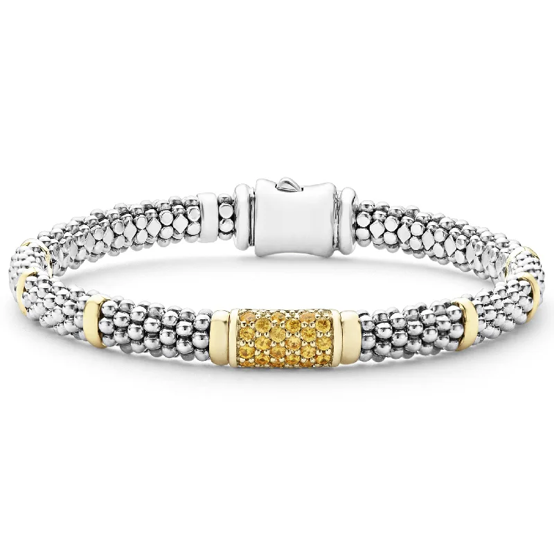 women anniversary bracelets -Signature Caviar Yellow Sapphire Caviar Bracelet | 6mm