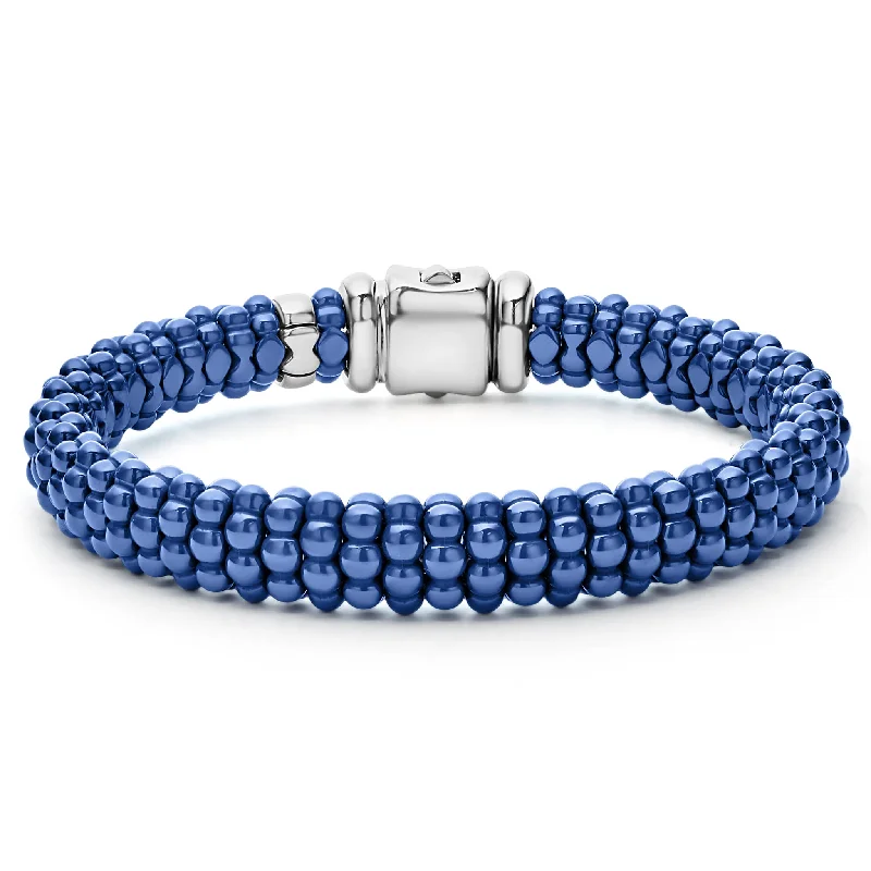 women stackable bracelets -Blue Caviar Ultramarine Ceramic Beaded Bracelet | 9mm