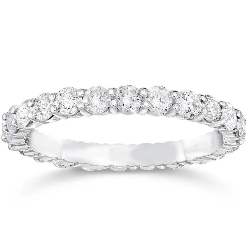 women classic engagement rings -1 1/2ct Diamond Eternity Ring 14K White Gold