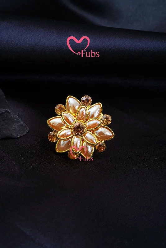 women cushion cut rings -Floral Radiance Whirl Ring