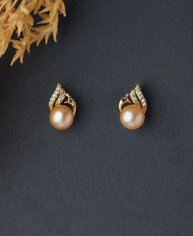 women pearl stud earrings -Pretty Pink Pearl Stud Earring