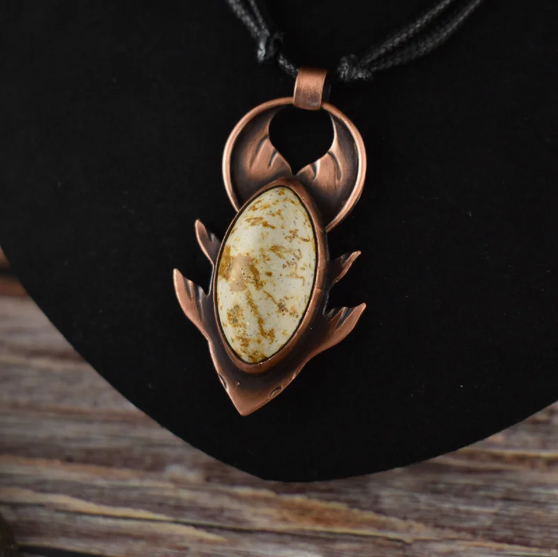 women link necklaces -Koi Fish Jasper Copper Pendant Necklace