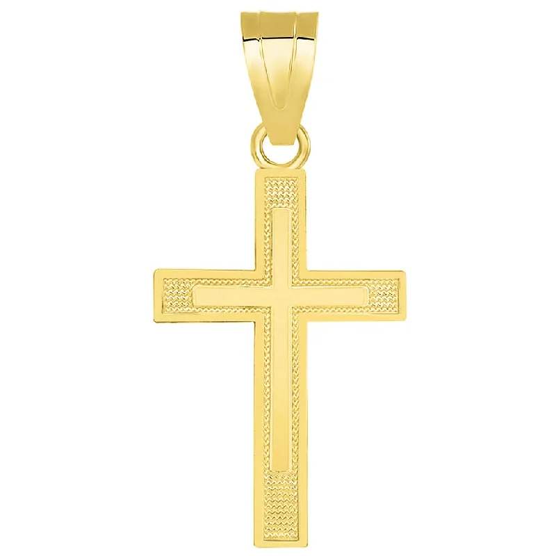 women minimalist necklaces -Solid 14k Yellow Gold Religious Latin Cross Pendant