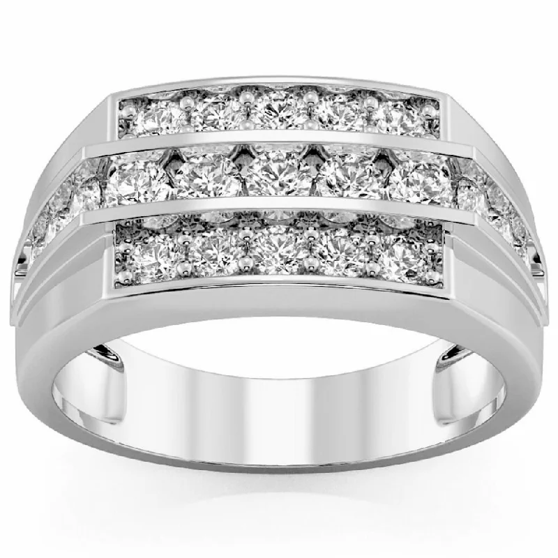 women engraved wedding bands -F/VS 1.50Ct Men's Diamond Wedding Annivesary Ring Gold Lab Grown