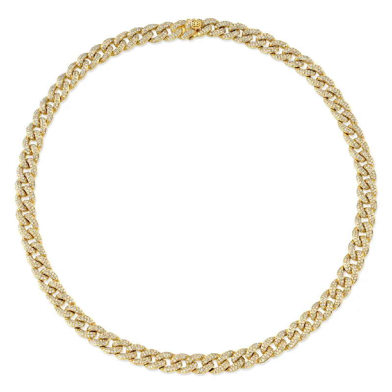 women stylish necklaces -Gold & Small Diamond Link Necklace