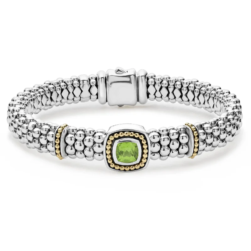 women double chain bracelets -Rittenhouse Peridot Caviar Bracelet | 9mm