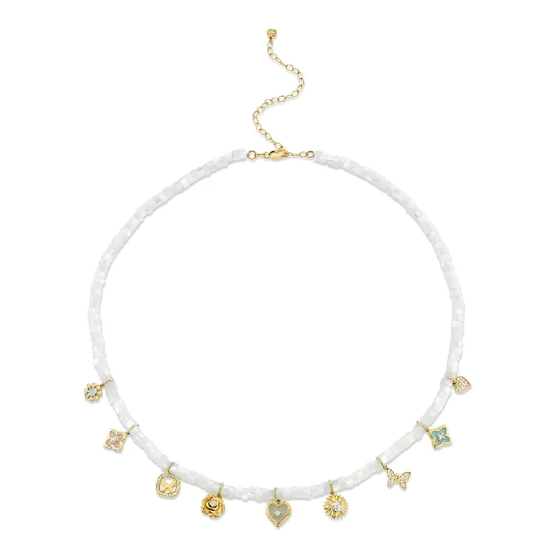 women star-shaped necklaces -Gold & Diamond Secret Garden Heishi Necklace