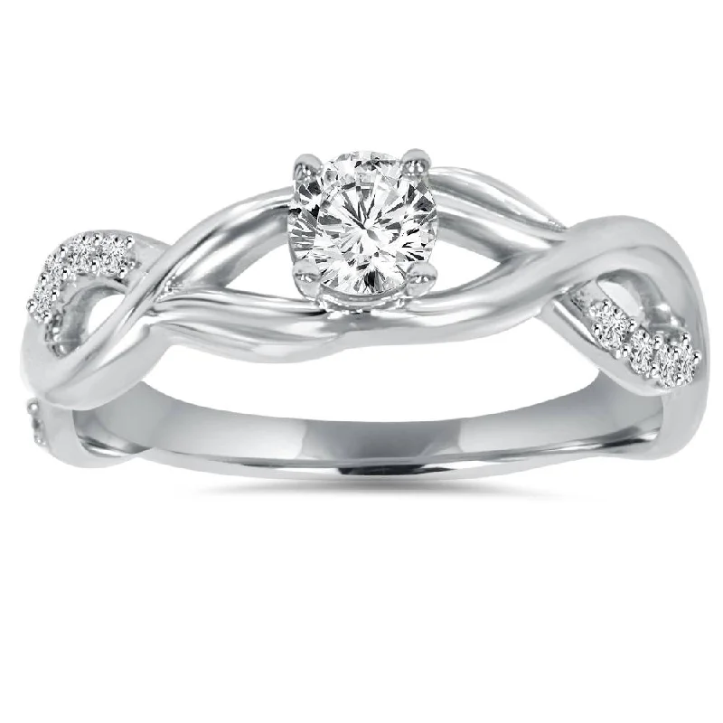 women modern engagement rings -1/2CT Vintage Infinity Diamond Engagement Ring 14K White Gold