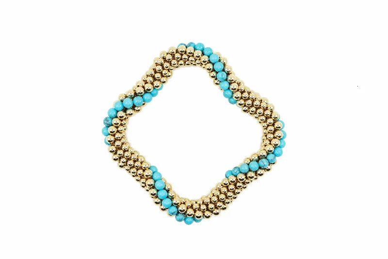 women vintage bracelets -Scallop and Turquoise Cluster Bracelet