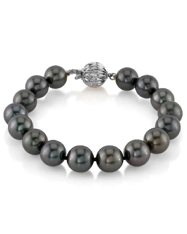 women art deco bracelets -Black Tahitian Pearl Bracelet, 9.0-10.0mm - AAAA Quality