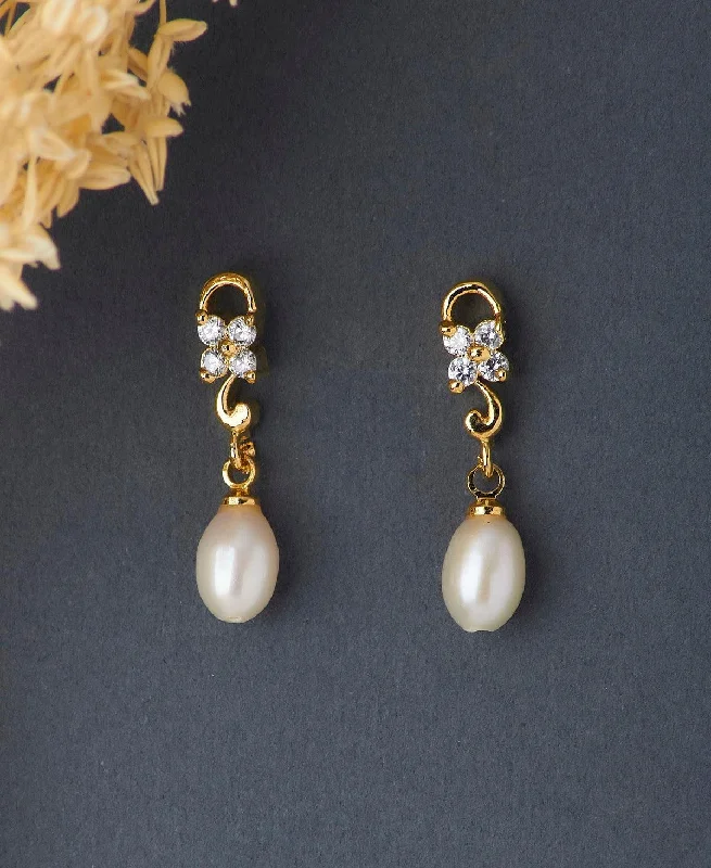 women drop earrings -Pretty Pearl Hanging Earring