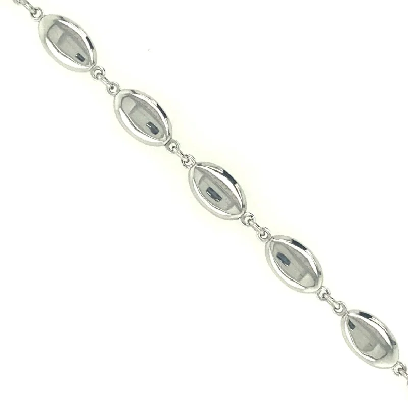 women luxury bracelets -Oval Disc Design Bracelet - 14kt White Gold