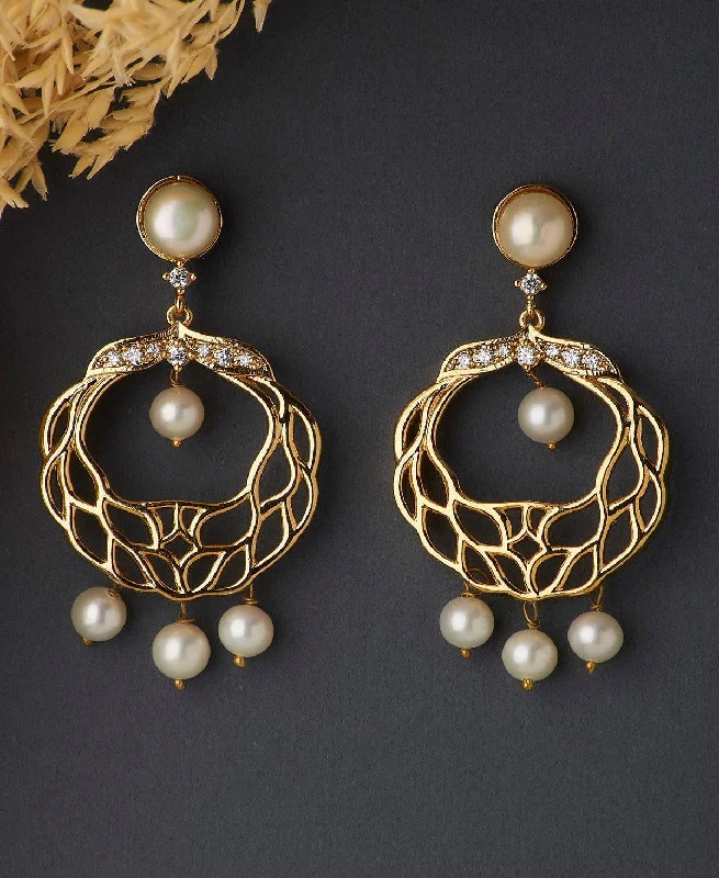 women drop earrings -Traditional Pearl Hanging Earrings