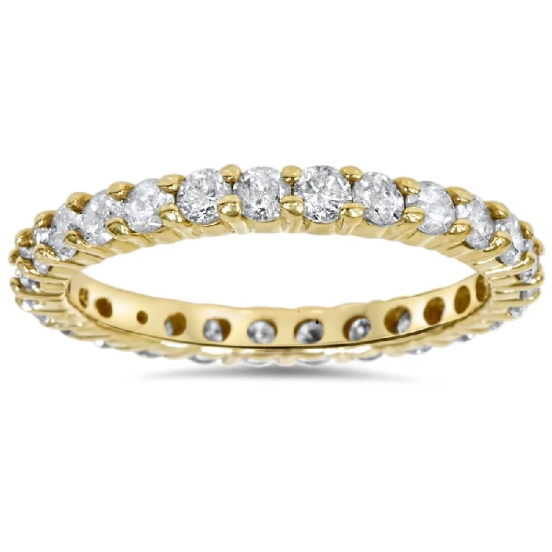 women halo diamond engagement rings -1 1/2ct Prong Diamond Eternity Ring 14K Yellow Gold