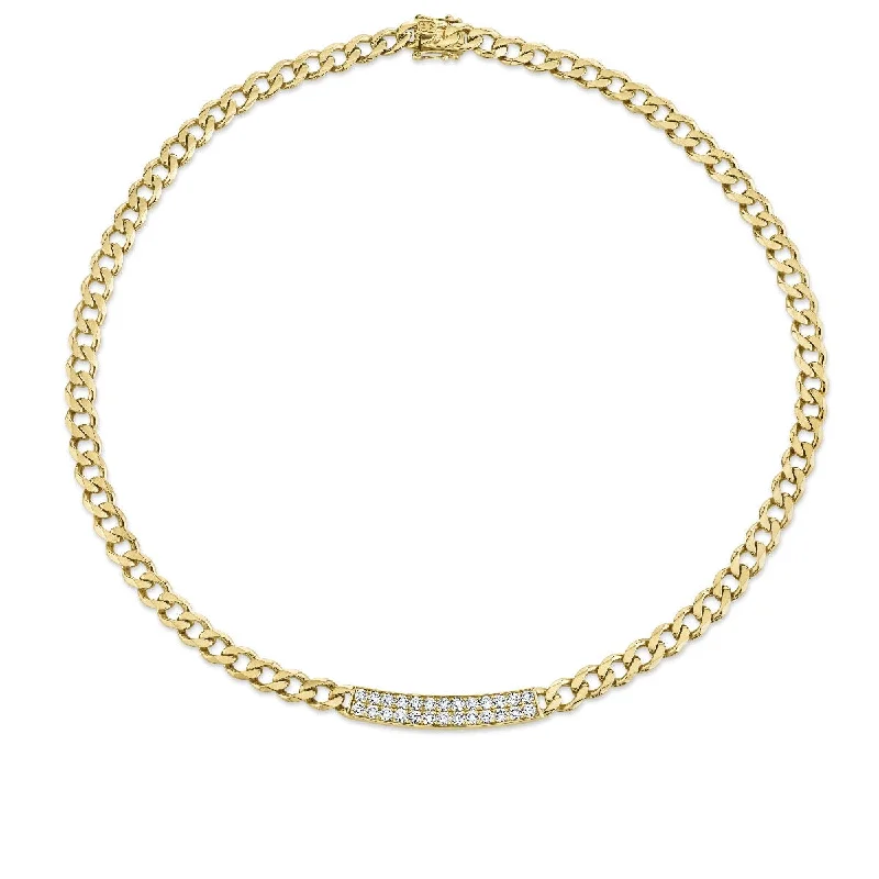 women antique necklaces -Gold & Diamond Bar Necklace