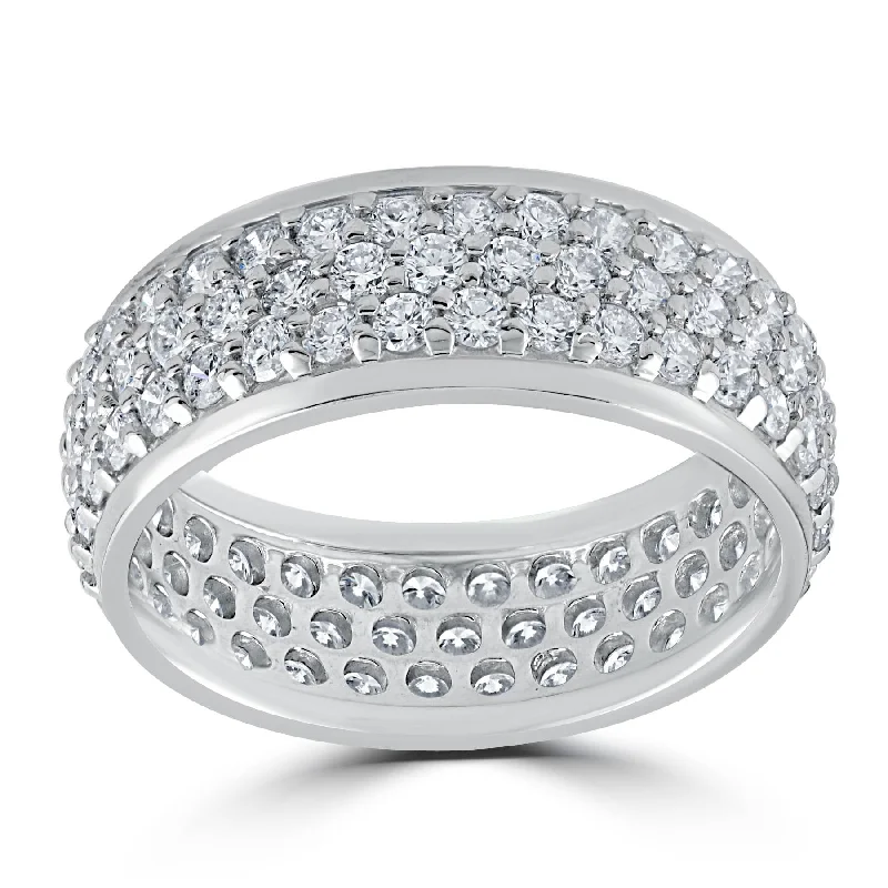 women modern solitaire engagement rings -3 5/8ct Pave Diamond Eternity Ring 14K White Gold