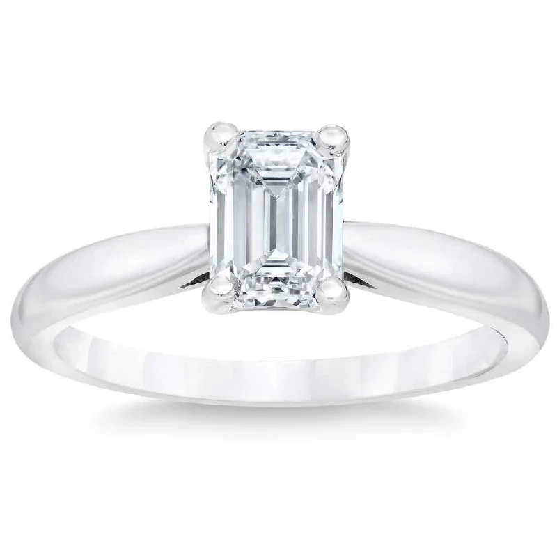 women unique engagement rings -1 5/8Ct Emerald Cut Diamond Engagement Ring 14k White or Yellow Gold Lab Grown