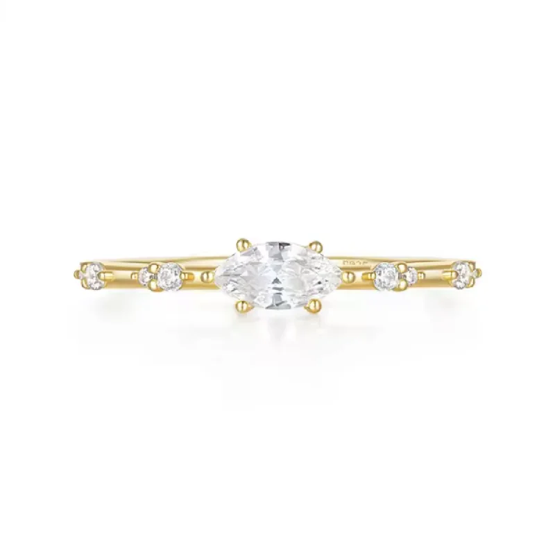 women eternity bands -Vivid Elegant Marquise-Cut Cubic Zirconia Ring