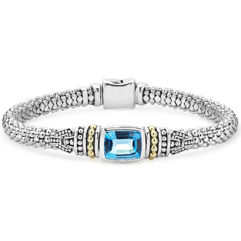 women vintage bracelets -Caviar Color Swiss Blue Topaz Caviar Bracelet | 6mm