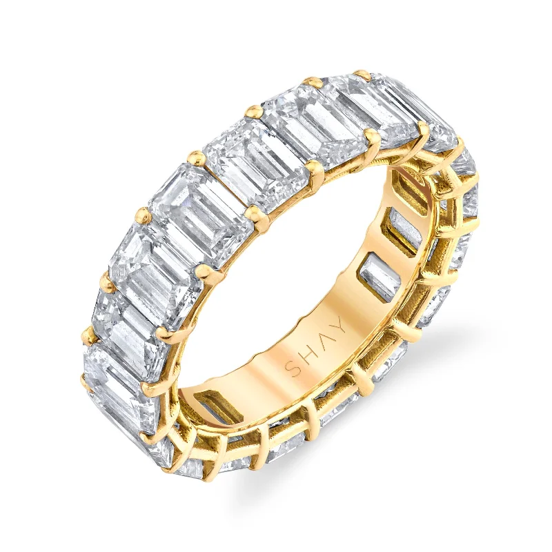 women luxury rings -DIAMOND EMERALD CUT ETERNITY RING, 8cts