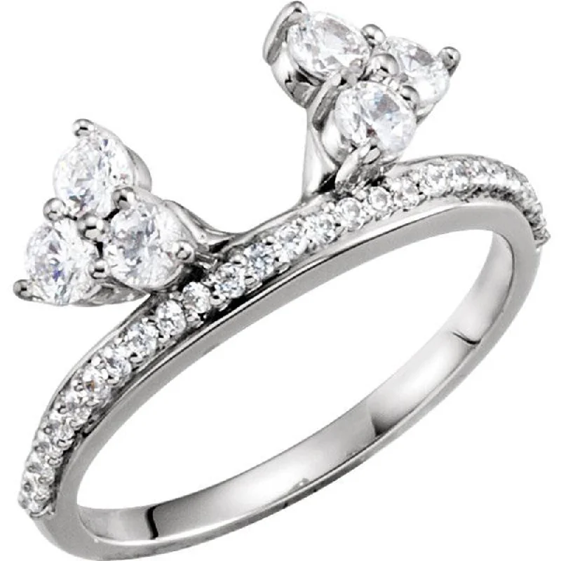 women three-stone engagement rings -1/3CT Diamond Ring Wrap Style Wedding Ring 14K White Gold