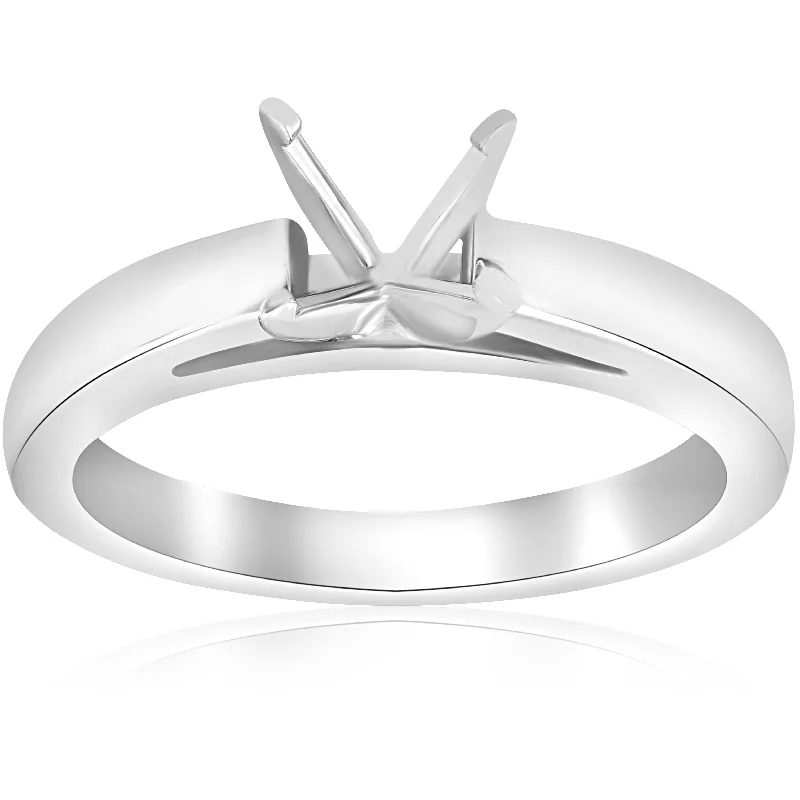 women pear-shaped engagement rings -Solitaire Cathedral Semi Mount Engagement Ring Setting