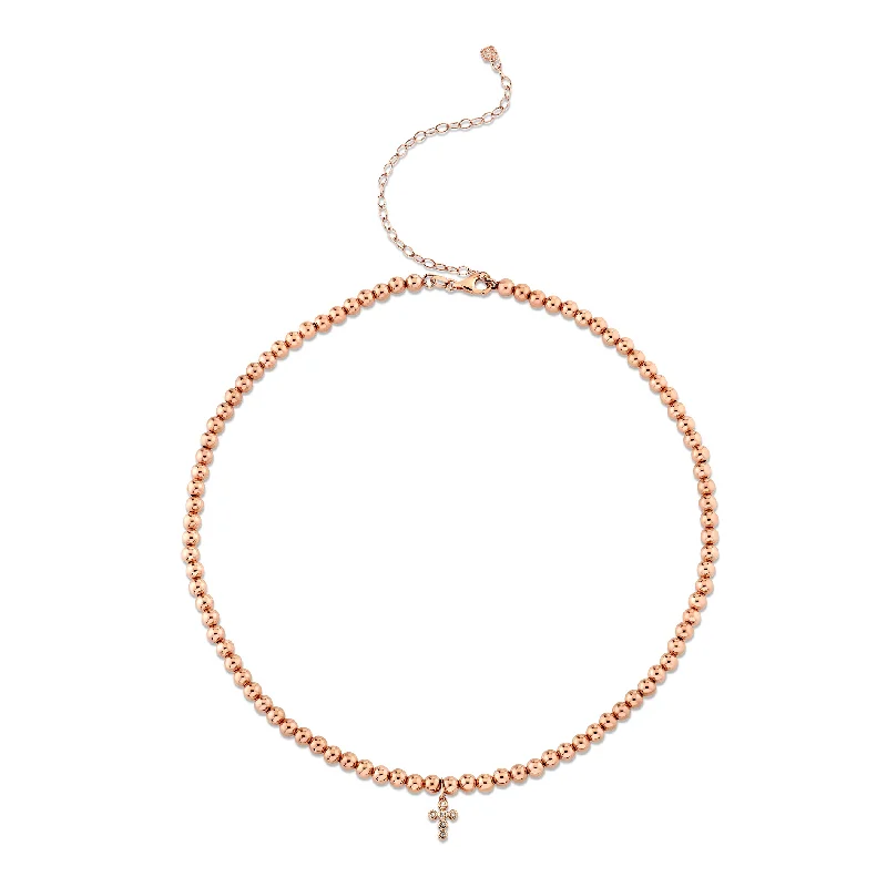 women casual necklaces -Rose Gold & Diamond Cross Necklace