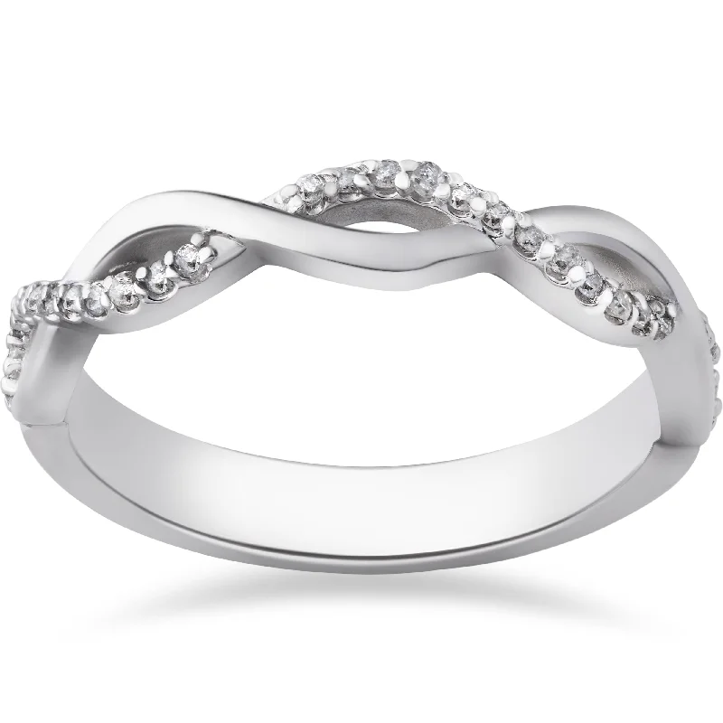 women sapphire diamond engagement rings -1/8ct Diamond Infinity Wedding Ring 10k White Gold