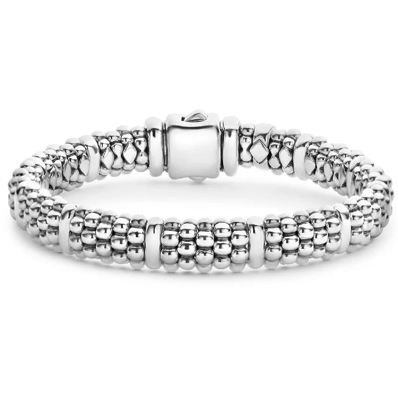 women bangles -Signature Caviar Silver Station Caviar Bracelet | 9mm