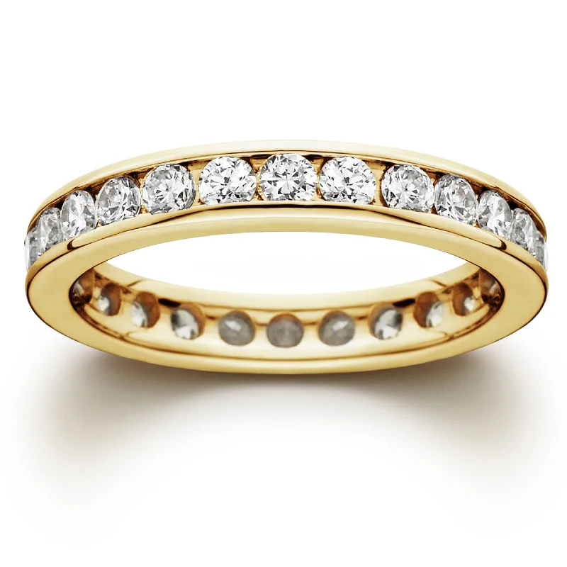 women luxury engagement rings -1 1/2ct Channel Set Diamond Eternity Ring 14K Yellow Gold