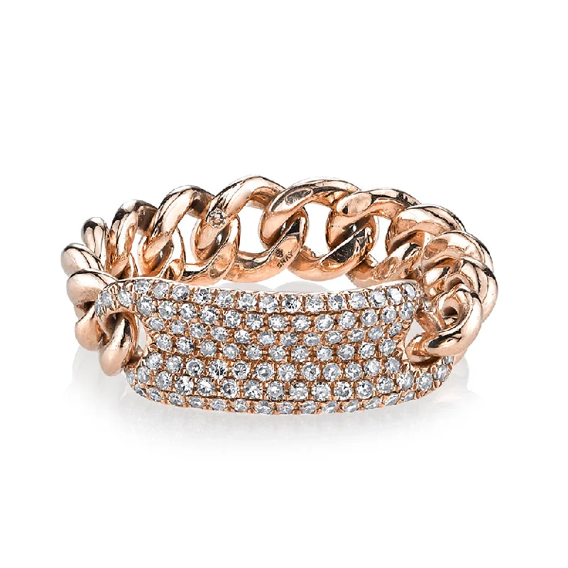 women oval diamond rings -DIAMOND PAVE ID MINI LINK RING