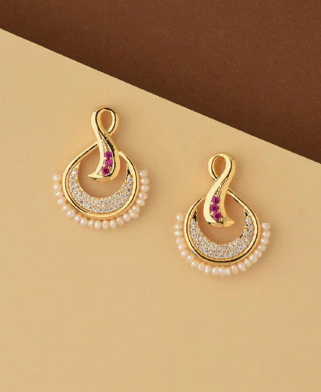 women fancy earrings -Traditional Pearl Hanging Earring