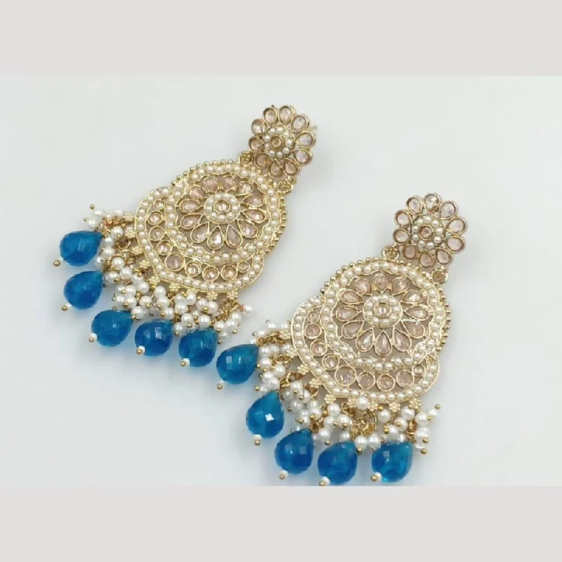 women colorful gemstone earrings -Manisha Jewellery Gold Plated Crystal Stone And Pearls Dangler Earrings