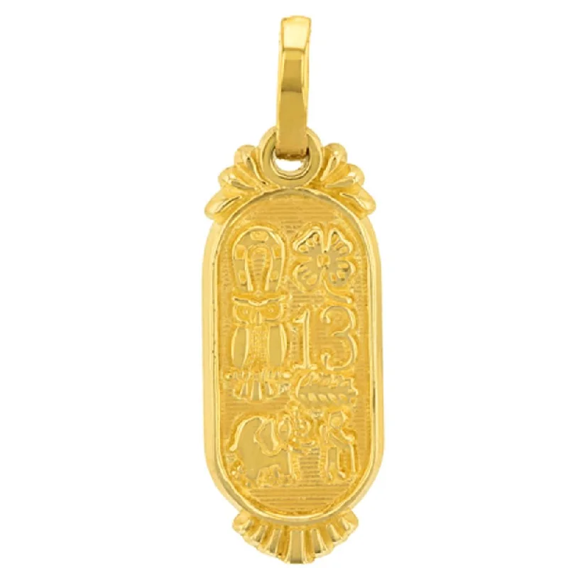 women statement necklaces -Solid 14K Yellow Gold Good Luck Charm Lucky Pendant