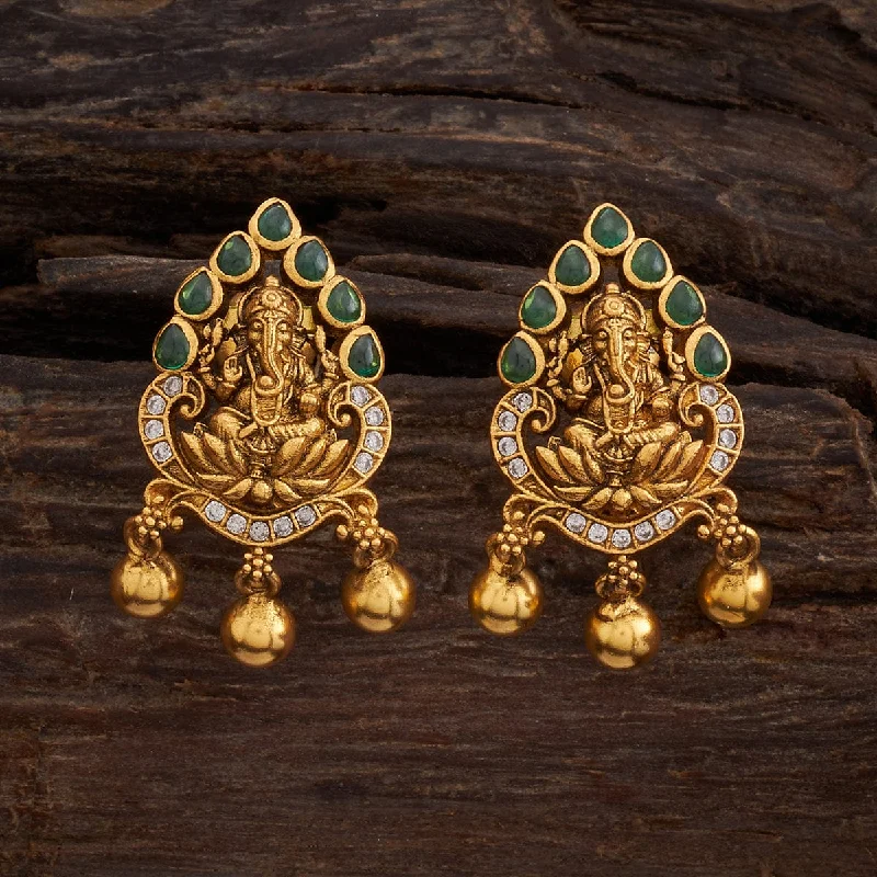 women gold drop earrings -Silver Temple Earring 163731